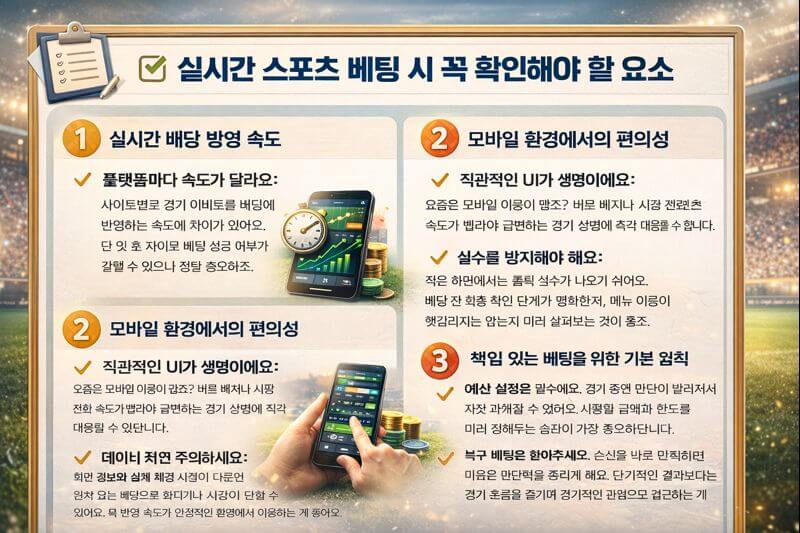 실시간-스포츠 베팅 확인 요소 체크리스트